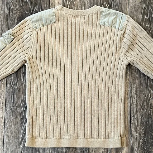 Eddie Bauer Ribbed Cable Knit Crewneck Beige Sweater Mens Size Small - Picture 4 of 13